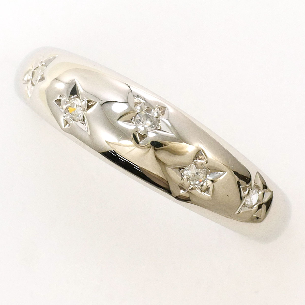 PT900 プラチナ リング・指輪 7号 ダイヤモンド（ct刻印なし） 総重量約2.7g 中古