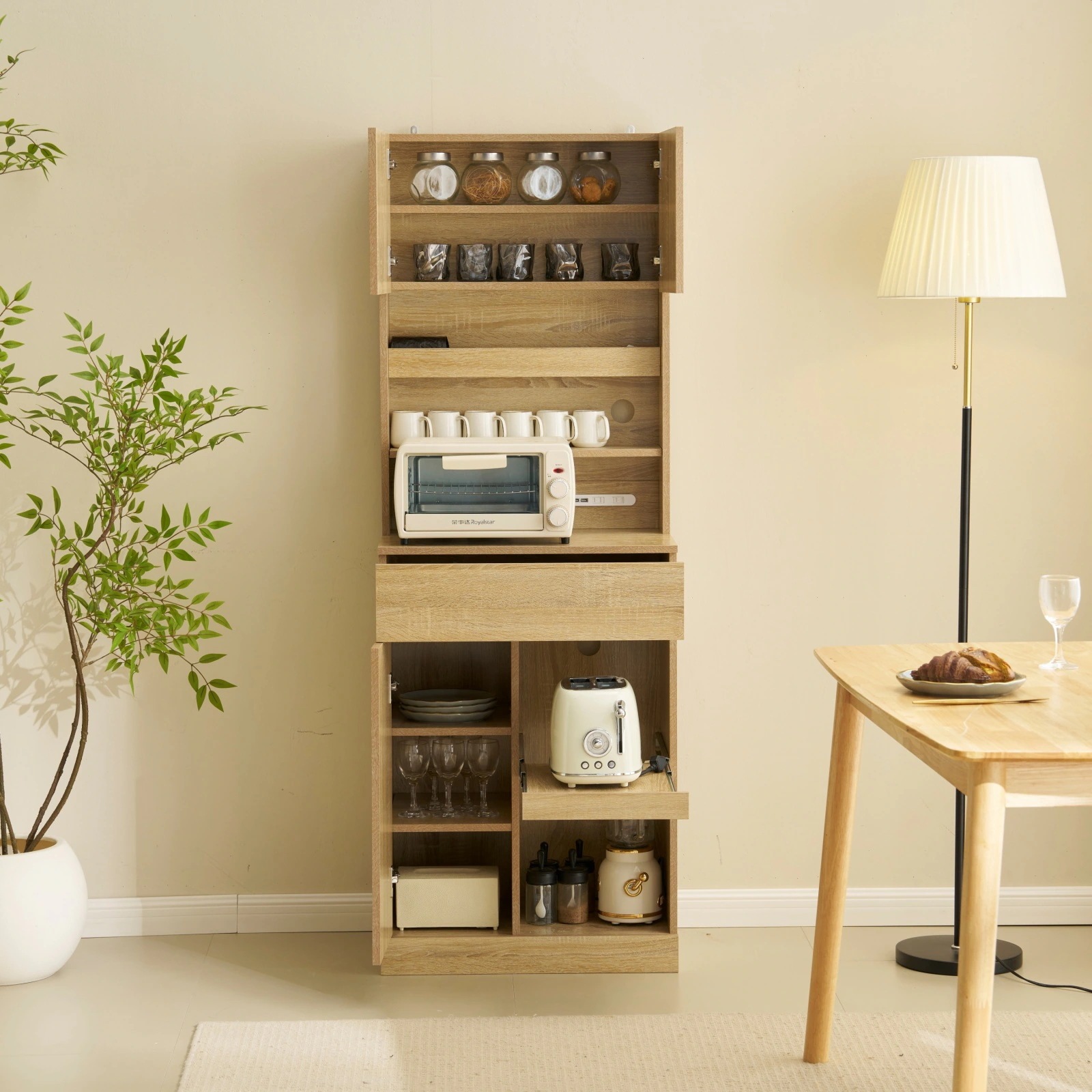 日本国内出荷-食器棚 キッチンボード レンジボード 家電収納 キッチン収納 一人暮らし スリム おしゃれ シンプル キッチンボード レンジ台 DJYC03B 12,823円