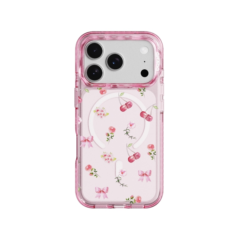 【GRAGG】 MAGSAFE LAYERS FRAME CASE CLEAR PINK - SCATTER FLOWER 正規品