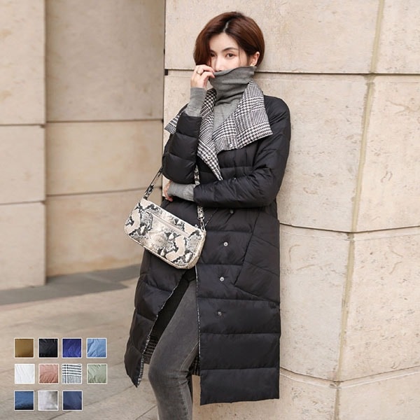 ダウンコート レディース 超軽量 薄手 リバーシブル バイカラー ロング aライン フードなし ビッグポッケ スタンドカラー 軽量 薄手 大きいサイズ おしゃれ アウター ダウンジャケット 暖かい あ