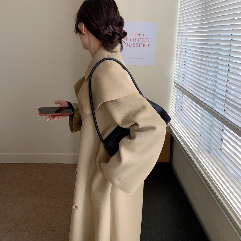 新作 秋冬 レディース アウター コート ひざ下 7分丈 長袖 襟付き ストレート ウール 厚手