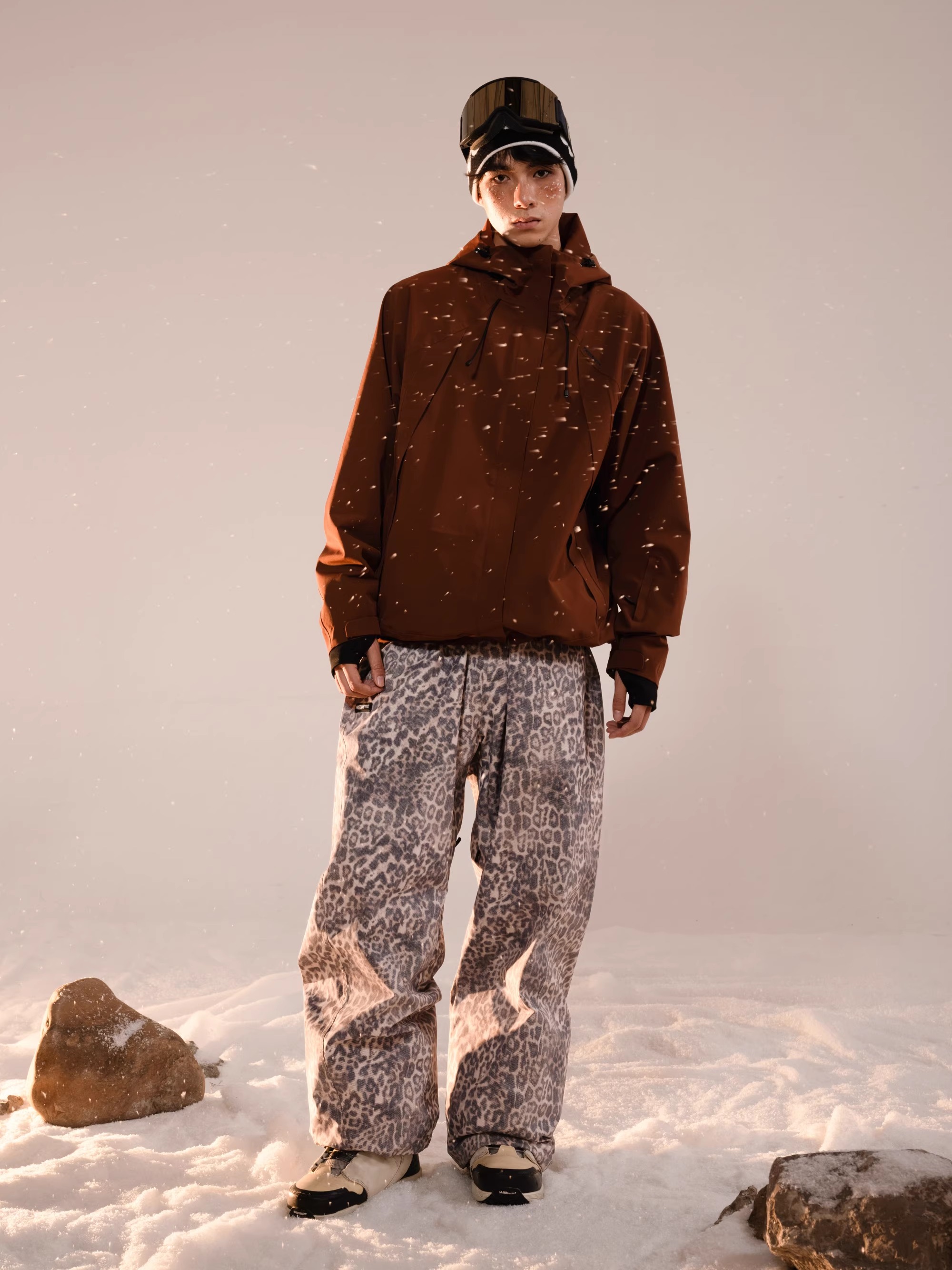 スノパンツ 2025 2026 ヒョウ柄 パンツ レディース メンズ スノーボードウェア 3L 防水20000mm スキーウェア スノボウェア ロングパンツ