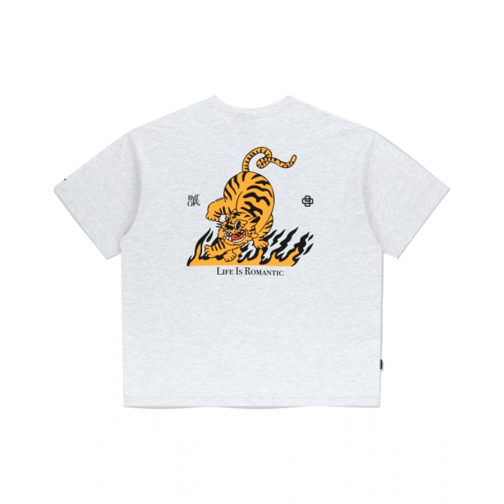 ロマンティッククラウンブレイズリルタイガー Tシャツ_ライトグレー