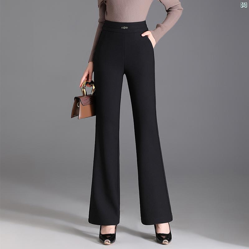 ドレープ ブーツ カット パンツ 春秋 大きめ サイズ レディースパンツ ハイウエスト フレアパンツ