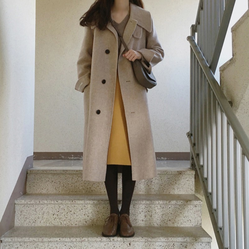 コート アウター ウールコート コート 暖かい ロング丈 ロング カーキ M L XL 2XL