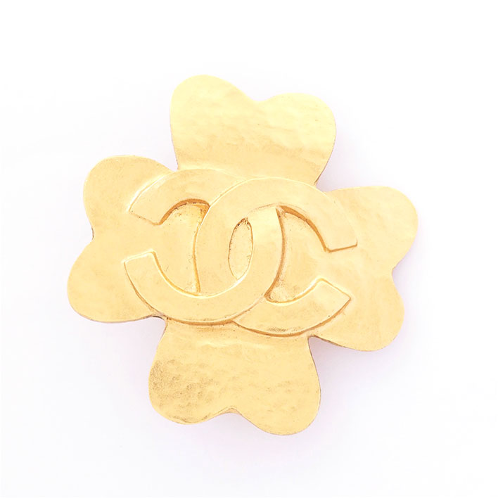 【美品】シャネル ココマーク クローバーモチーフ 回転ピンタイプ 【ブローチ】
