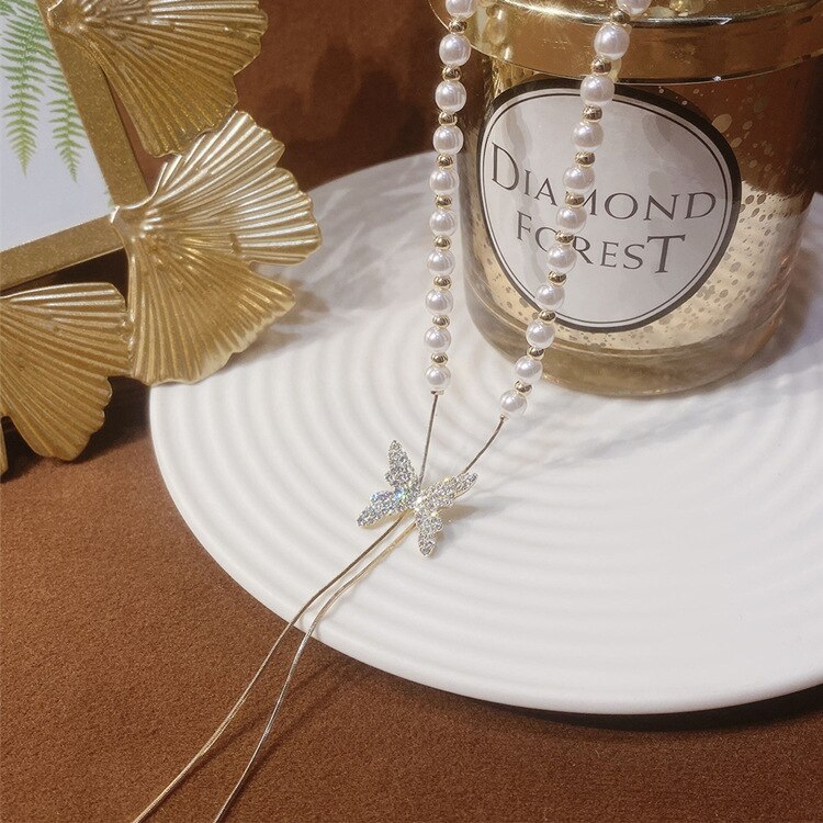 【1つ買うと1つ無料】【メガ割】ラッキーバッグ 美しい首元ネックレス 母の日キラキラダイヤモンド蝶パールアジャスタブルプルアウトネックレスネックレスクラスプチェーン 誕生日プレゼント レディース 韓国