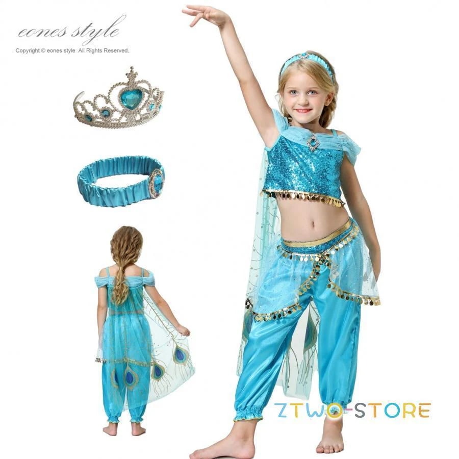 【超お得1つ買うと10個もらえる】急速出荷7月最新デザイン&20%OFFジャスミン アラジン コスプレ 衣装 子供用 子供服　クリスマス 仮装 プリンセス ドレス 女の子 ダンス衣装 お姫様 パーティ
