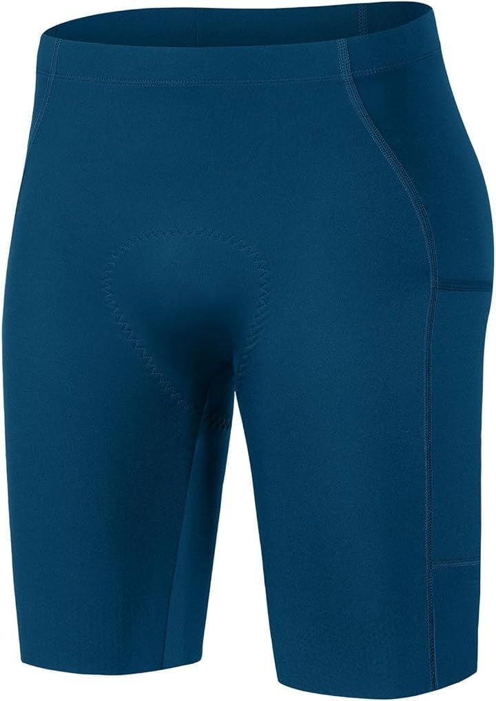 メンズサイクルパンツ ロードバイク用 パッド付 サイクリングショーツ 快適 春夏(ブルー, L)
