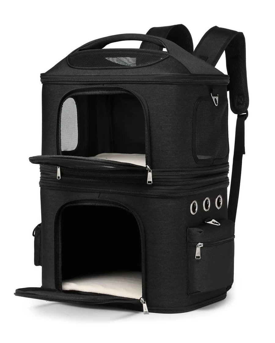 限定SALE!猫 2匹 リュック 分離可 キャリー 2層 ペット キャリーバッグ 小型犬 ソフトクレート 折りたたみ可 マット付き 2way 通院用 ペットキャリー リュック 猫 猫用 犬 ペットキャ