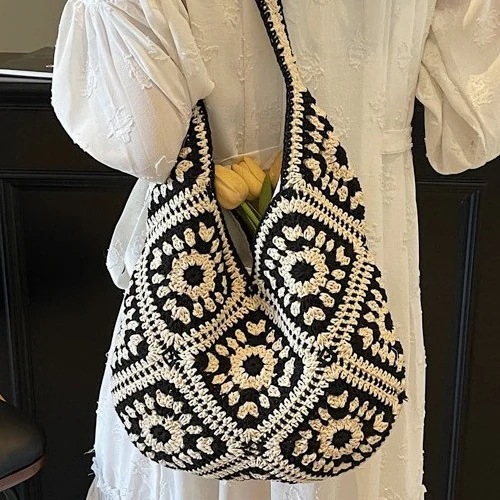 【20点セット】メガ割ショルダーバッグ マイエコバッグ探し レトロ織りバッグ 女性 大容量 エスニック ショルダーバッグ 海辺の休日 ビーチバッグ