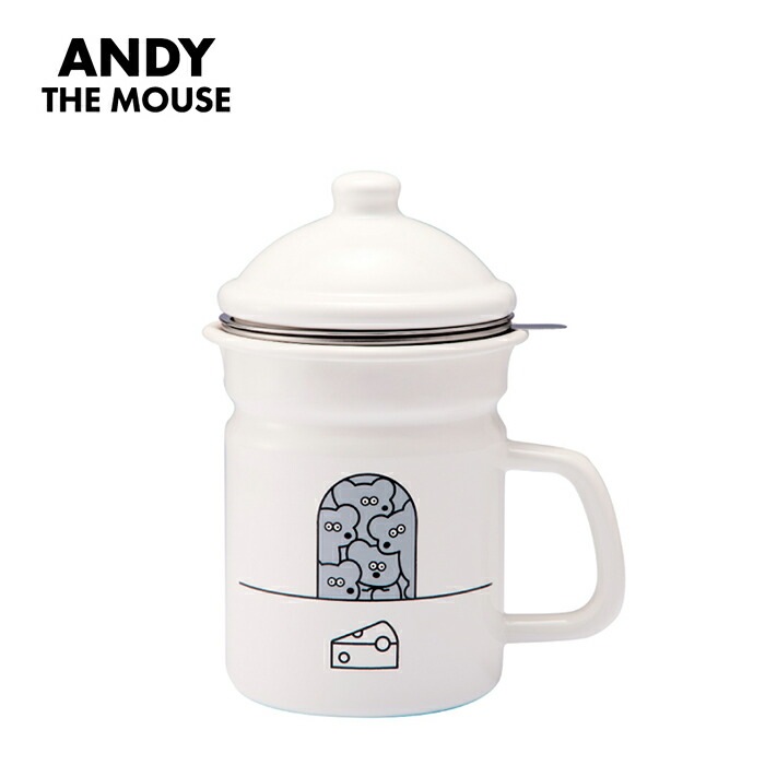 オイルポット おしゃれ 通販 ねずみのANDY グッズ ホーローオイルポット 琺瑯 ホーロー 活性炭カートリッジ 別売 油こし器 油 保存容器 キャラクター かわいい 調理器具 キッチン用品 台所用品 5,144円