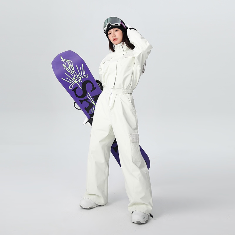 2024新作 スノーボードウェア 上下セット メンズ レディース ホワイト 撥水/防風/保温 男女通用 スキーウェア アウター ジャケット パンツ