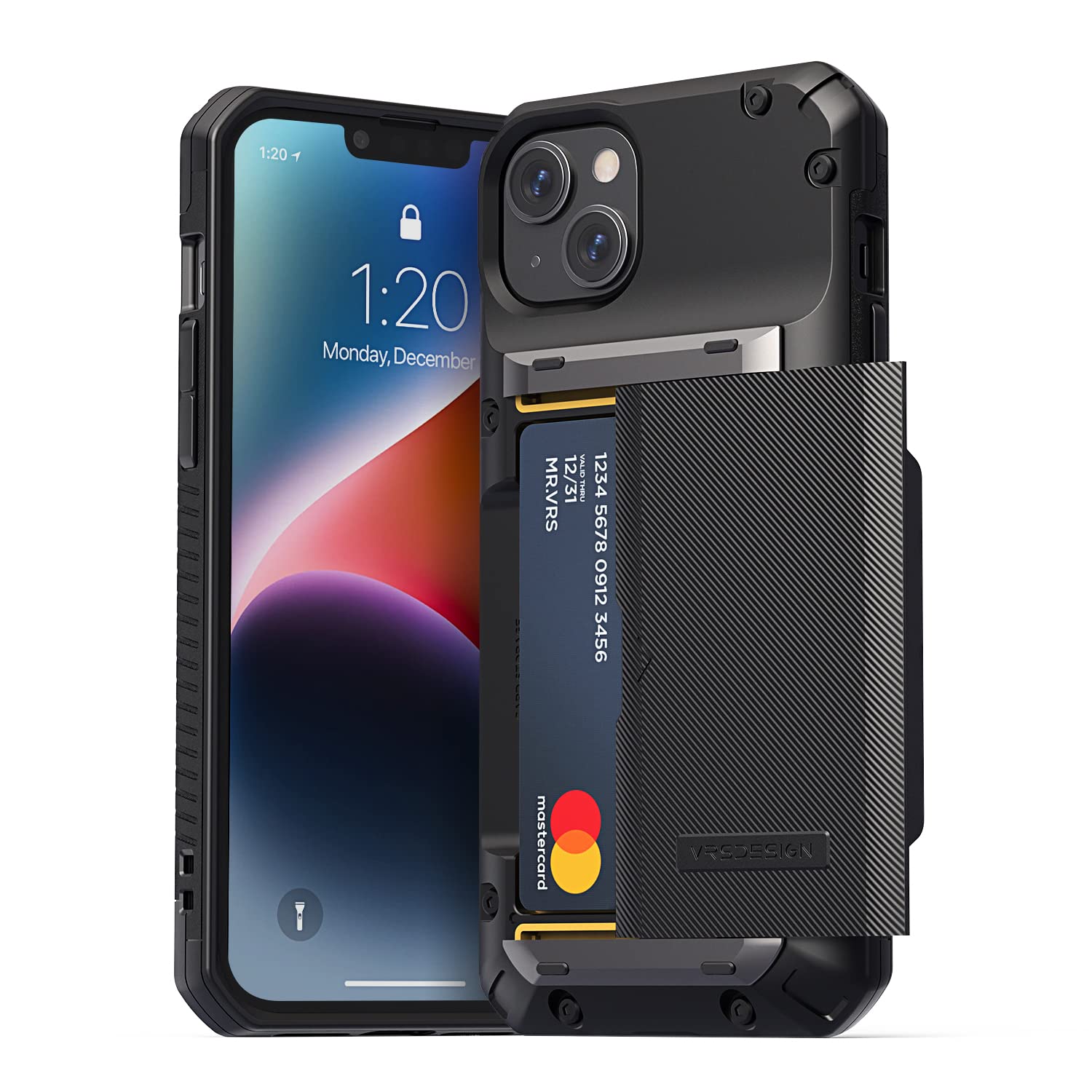 【VRS】 iPhone14Plus 対応 ケース カバー 耐衝撃 ストラップホール / 背面 カード 収納 付 スマホケース 衝撃吸収 スマホカバー カード入れ 付き iPhoneケース カード収納