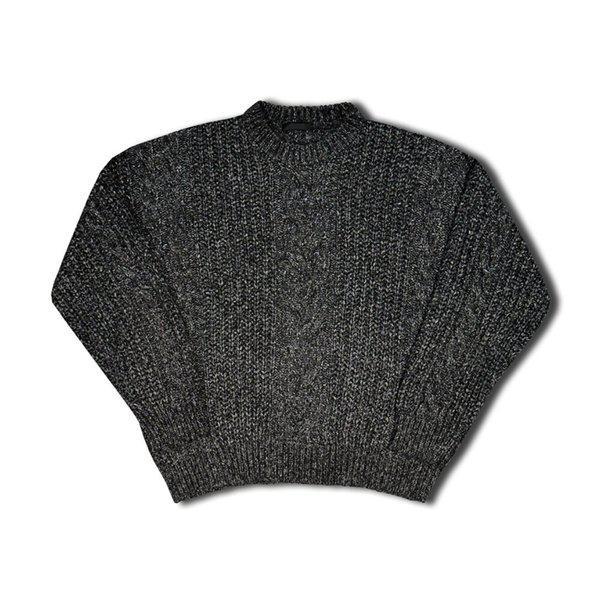 メンズ秋ケーブルワッフルラウンドニット OF-KN-Q014-チャコール