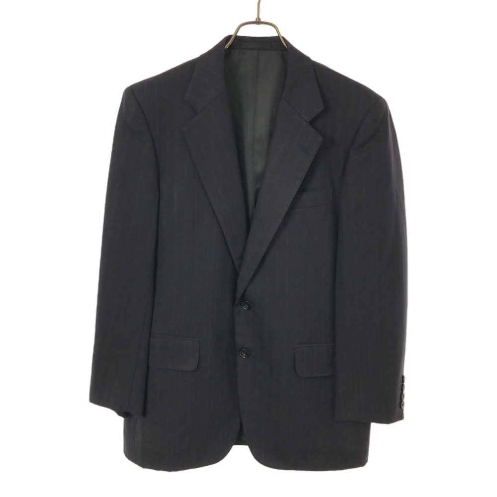 バーバリーズ 90s ウール 日本製 オールド ストライプ 長袖 テーラードジャケット ネイビー Burberrys メンズ