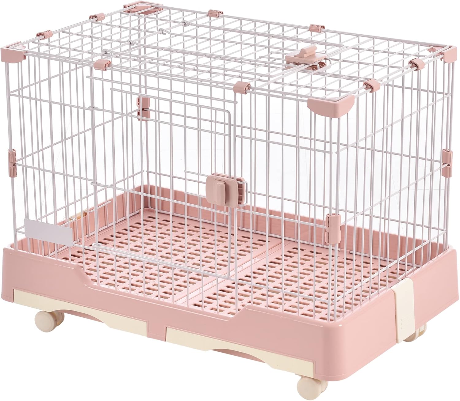 OSJ ケージ ウサギケージ 犬ケージ 猫ケージ 小動物用 室内飼い 引き出しトイレ付 掃除簡単 移動便利 キャスター付 スチール製 天井扉 脱走防止 いぬ ネコ うさぎ ハムスター 頑丈 キャット