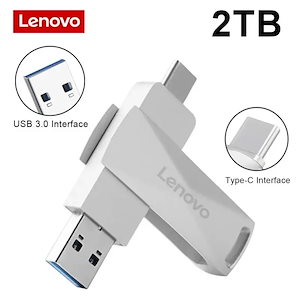 Lenovo-type-c usbフラッシュドライブ,メモリディスク,キーリング,コンピューター,otg,2 in 1, USB 3.0スティック,128GB,テラバイト,2テラバイト 2TB 1