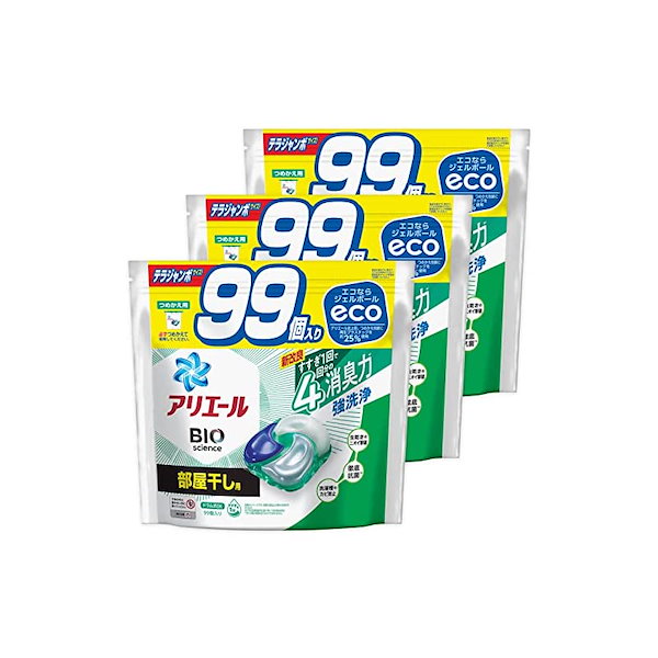 【5袋セット】 アリエール ジェルボール 99個入り h Amazon | アリエール ジェルボール4D 洗濯洗剤 詰め替え 99個[大