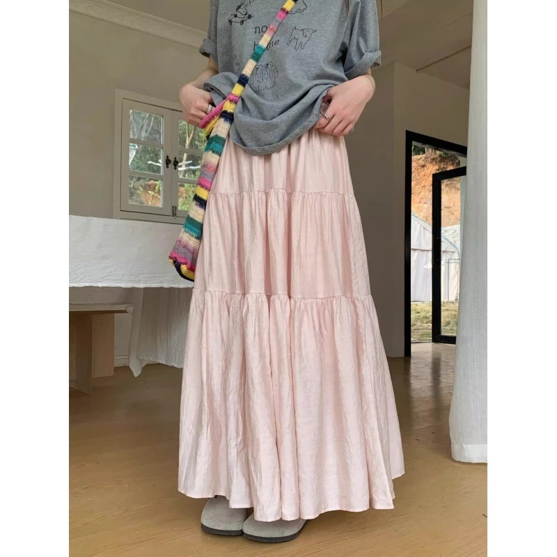 【1つ買うと10つ無料】大サイズの白いスカート女性の穏やかなスカート中央長傘スカート夏の小さなかぎ針編みケーキスカート