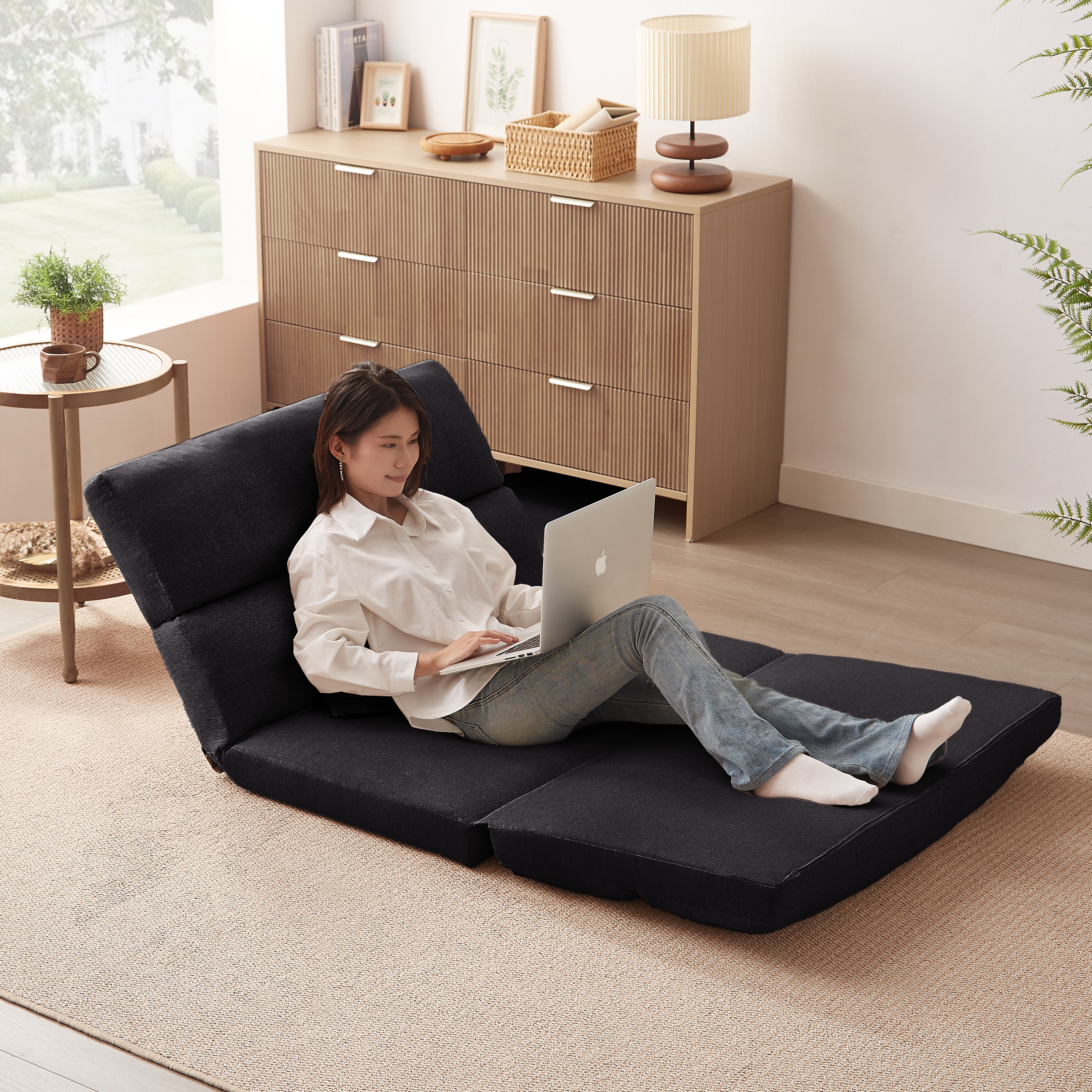 【国内発送,送.料無料】A74折りたたみ ソファベッド 座椅子 幅103cm 2人掛け ソファ リクライニング 5段階 コンパクト P1/P2 おしゃれ