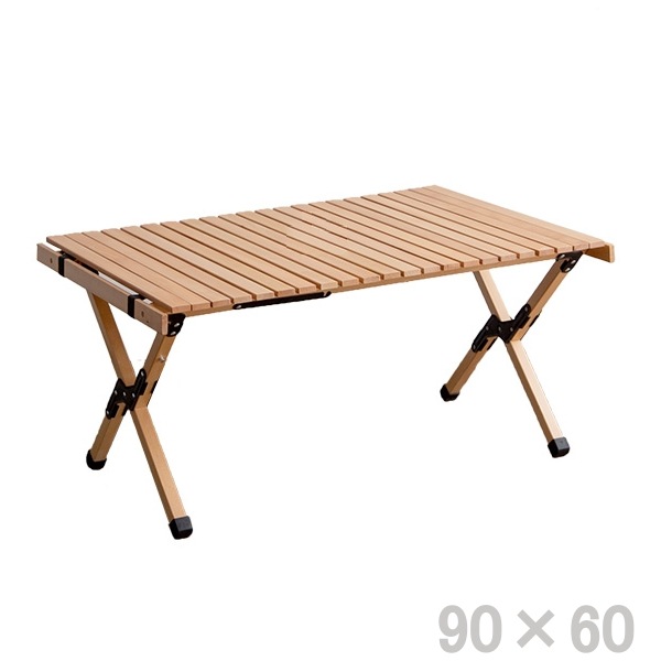 折りたたみウッドテーブル 天然木 アウトドア 幅90cm キャンプ ピクニック ガーデンファニチャー