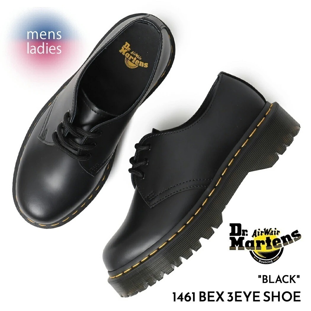 Dr.Martens ドクターマーチン 3アイ ベックス レザー シューズ ブーツ 1461 BEX 3EYE SHOE BLACK ( 厚底 黒 ブラック 21084001 )