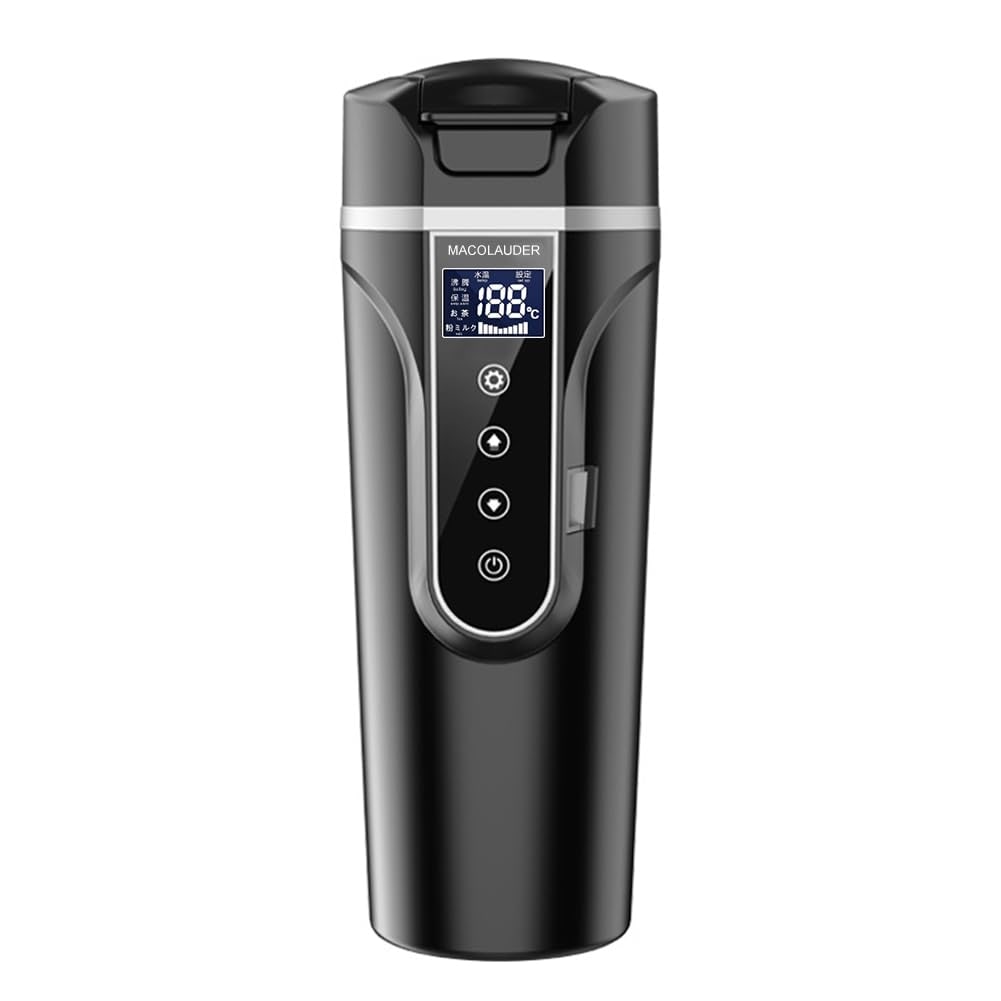 車載電気ケトル 日本語版 500ml 40℃～100℃ カー用＆トラック用 DC12V/24V 加熱保温 湯沸し器 湯ボルト 電気ポット 車中泊 LCDディスプレイ 沸騰/保温/お茶/粉ミルク 4つ