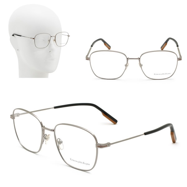 フレームのみ EZ5168/V 014 53 Ermenegildo Zegna メガネ 眼鏡 シルバー ブラック キャメル