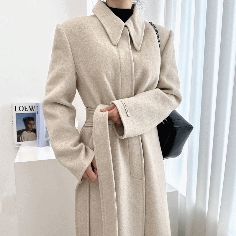 (ウール90/百貨店クオリティ/ダウンベスト裏地) ヒドゥン ハンドメイド ロングコート(3color)