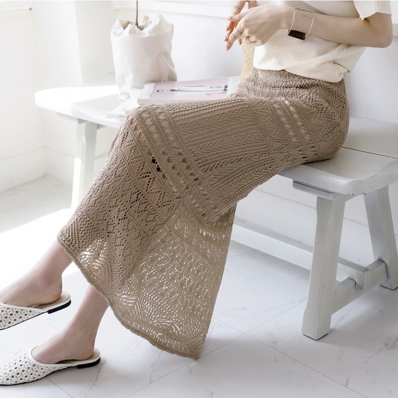 シースルーロングスカート サマーニットスカート マーメイド ミモレ丈 透け感 涼しい 花柄 ベージュ 黒 レディース 韓国 オルチャン ロング丈 ロング 大人可愛い きれいめ 春夏 春 夏