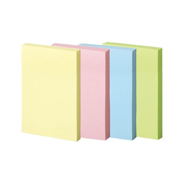 TANOSEE強粘着ふせん 75x50mm パステルカラー/4色 1セット（30冊：10冊x3パック）
