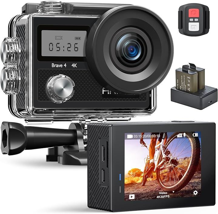 アクションカメラ Brave4 4K ウェアラブルカメラ 2000万画素 EIS手ブレ補正 5倍ズーム WiFi搭載 外部マイク対応 水中カメラ 30M防水 リモコン付き(Brave4) 9,204円
