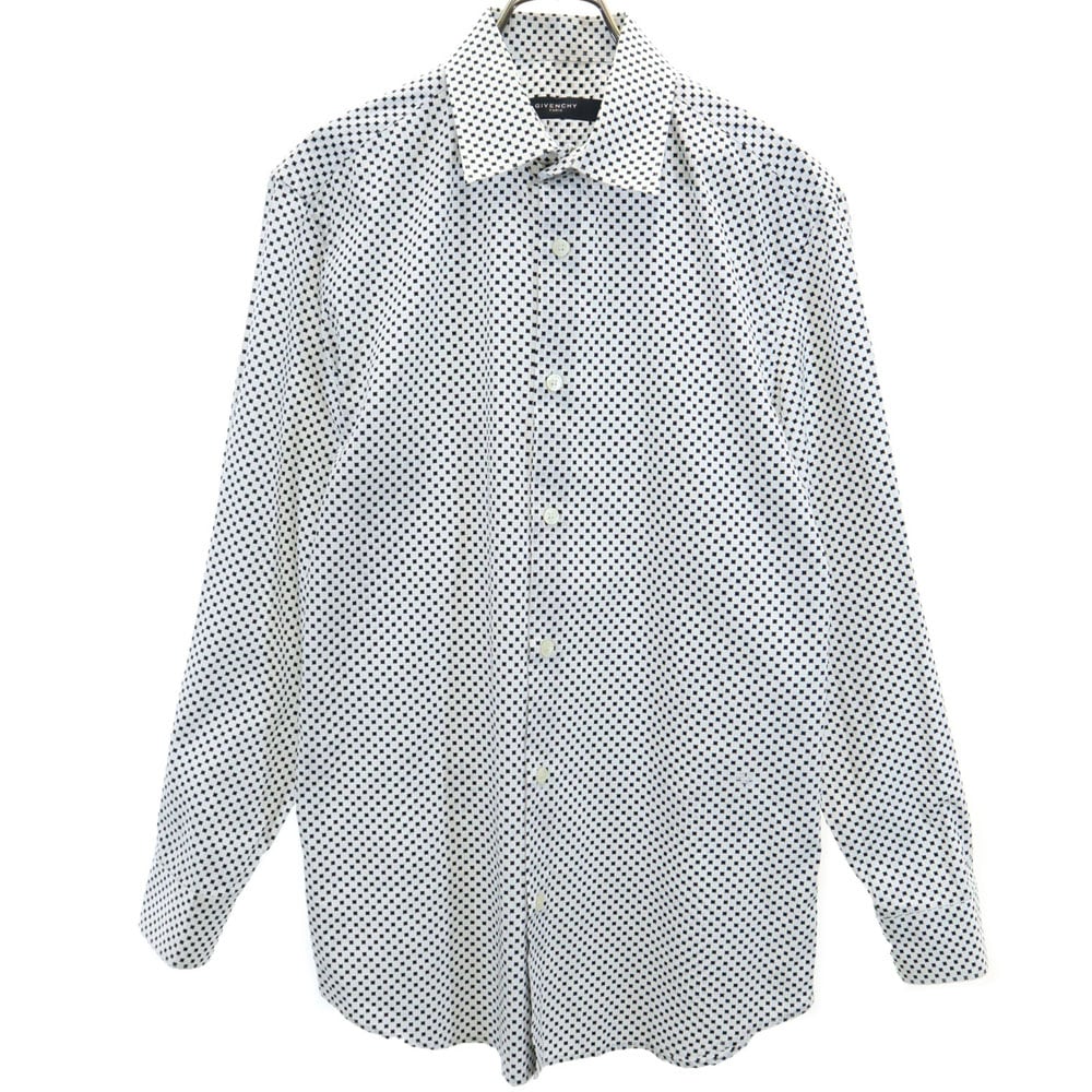 総柄 長袖 シャツ 40 ホワイト メンズ