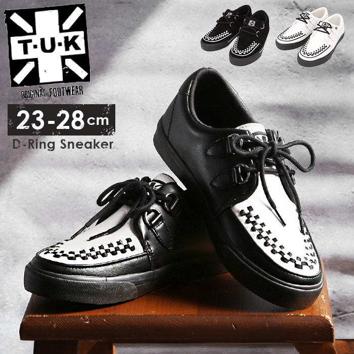 TUK ラバーソール 通販 T.U.K ティーユーケー D-Ring Sneaker 厚底靴 厚底シューズ レースアップシューズ 厚底 革靴 革 靴 シューズ レザーシューズ UK パンク ロック ロ