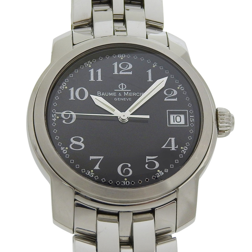 Baume & Mercier ボーム＆メルシェ ケープランド MV045214 腕時計 ステンレススチール ブラック クオーツ アナログ表示 メンズ 黒文字盤 中古品