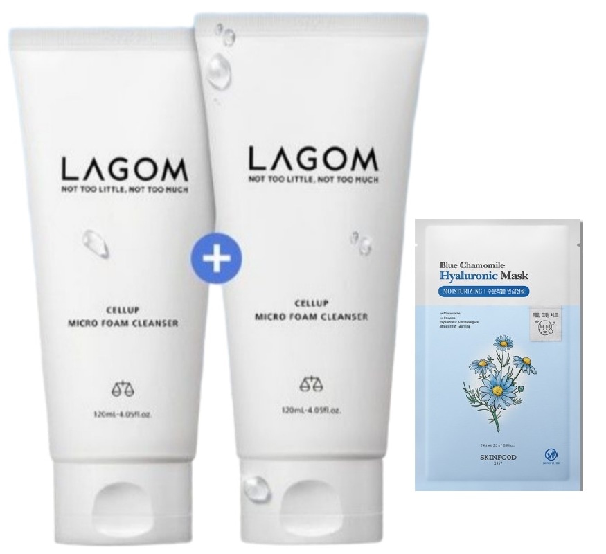 [1+1ダブル企画] セレブ マイクロ 水分 フォーム クレンザー 120ml x 2+ブルーカモミール(SKINFOOD)