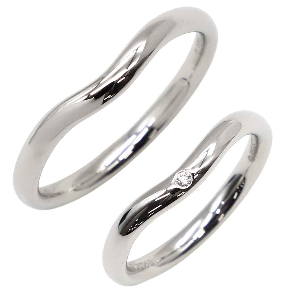 ティファニー Tiffany & Co リング 指輪 カーブド バンドリング ペアリング Pt950 プラチナシルバー Tiffany&Co. T＆CO. 【中古】