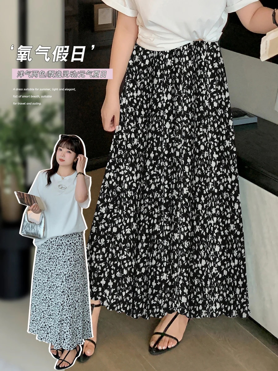 【ぽちゃまに】 夏 柄スカート今週の割引は 25% オフです 大きいサイズ Aライン 体型カバー レディース ロングスカート メガ割