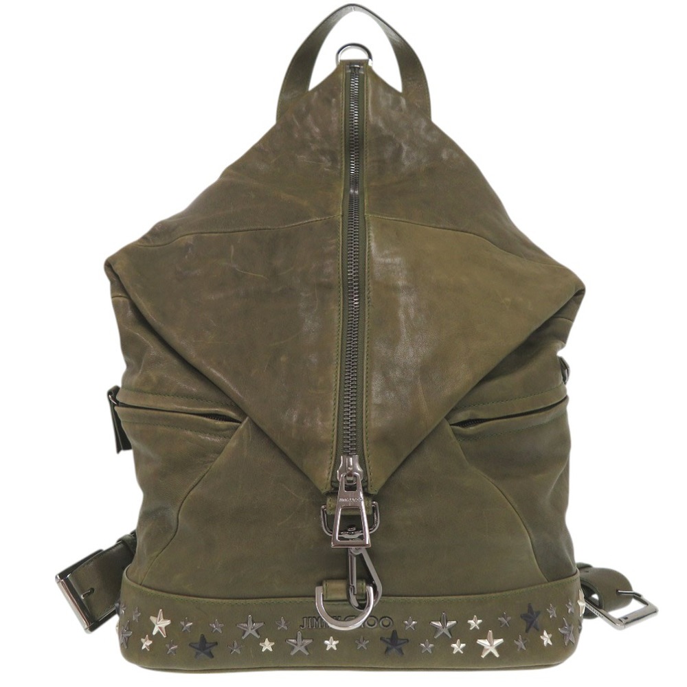 バックパック　大容量　A4収納 フィッツロイ　スタースタッズ リュック・デイパック レザー/レザー アーミー 0317【中古】 メンズ