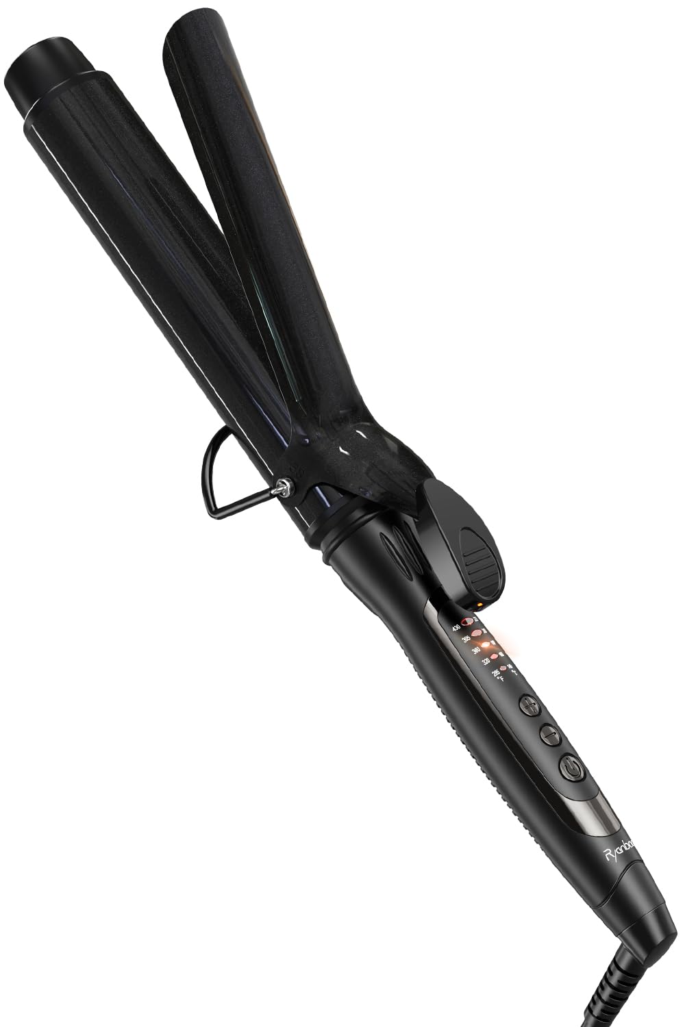 Ryanboo ヘアアイロン カールアイロン コテ 38mm カーリングアイロン 5段階温度調整 プロ仕様 MAX220℃ 海外対応(38mm, ブラック)