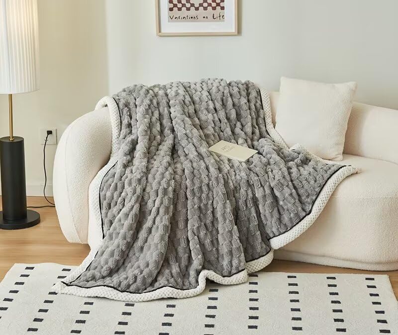 コーラルフリース両面ブランケットBlanket毛布シングル 柔らかいふわふわ軽量洗える大判ブランケット，マイクロファイバー厚手 吸湿発熱 静電気防止ひざ掛け ブランケット秋冬用防寒オールシーズン掛け