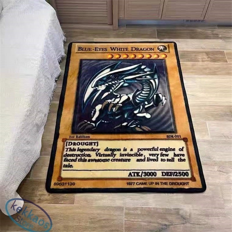 遊戯王カードカーペット 絨毯 サイズ100*140cm 青眼の白龍 シークレットレアドラゴン 洗える