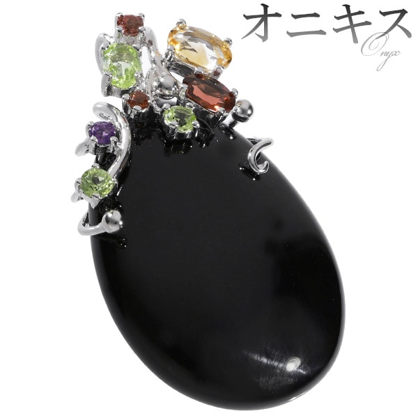オニキス シルバー ペンダントトップ ブラックオニキス 天然石5種類 雫 大粒 ペンダント