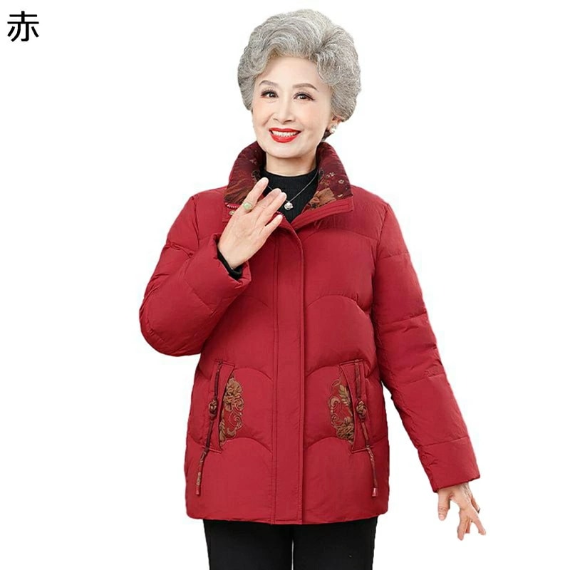 コットンジャケット レディース 中綿ジャケット アウター 花 プリント 綿入りジャケット 長袖 極暖 防風 綿服 柔らかい 冬用 耐洗 婦人 シニアアウター 中高年 お母さん 50-70代