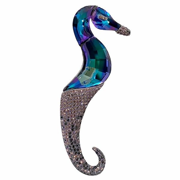 スワロフスキー タツノオトシゴ シルバー ブローチ レディース 【中古】