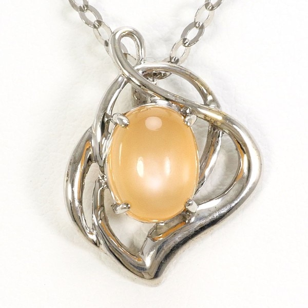 K18 18金 WG K14WG ネックレス オレンジムーンストーン 中古