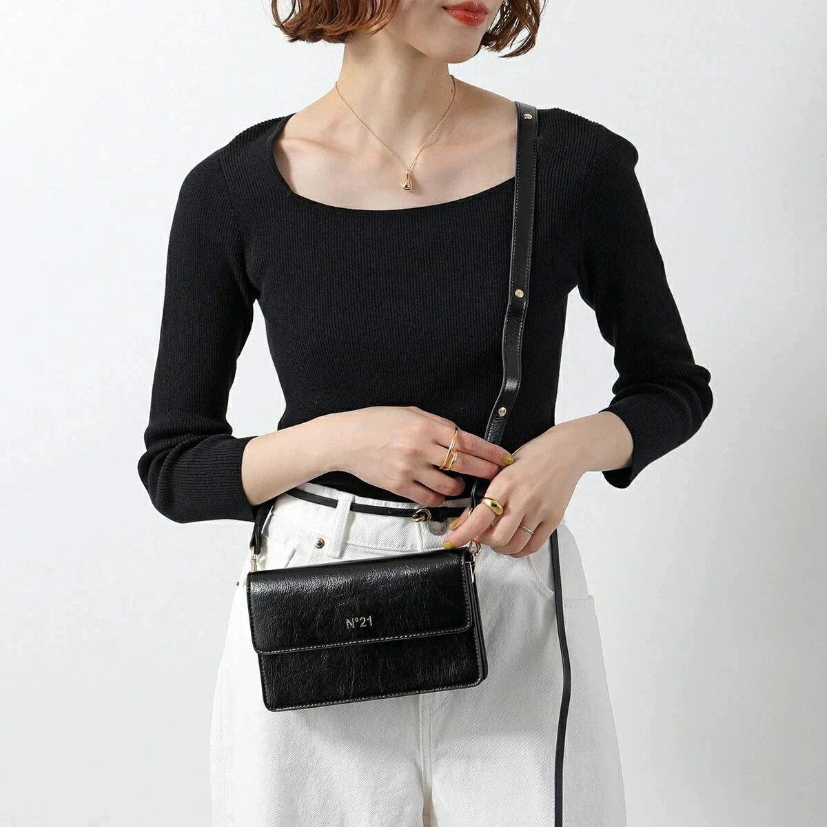 N21 KIDS ヌメロヴェントゥーノ キッズ ショルダーバッグ N2104R N0246 レディース ガールズ エコレザー クロスボディ ロゴ 鞄 0N900 【mega】