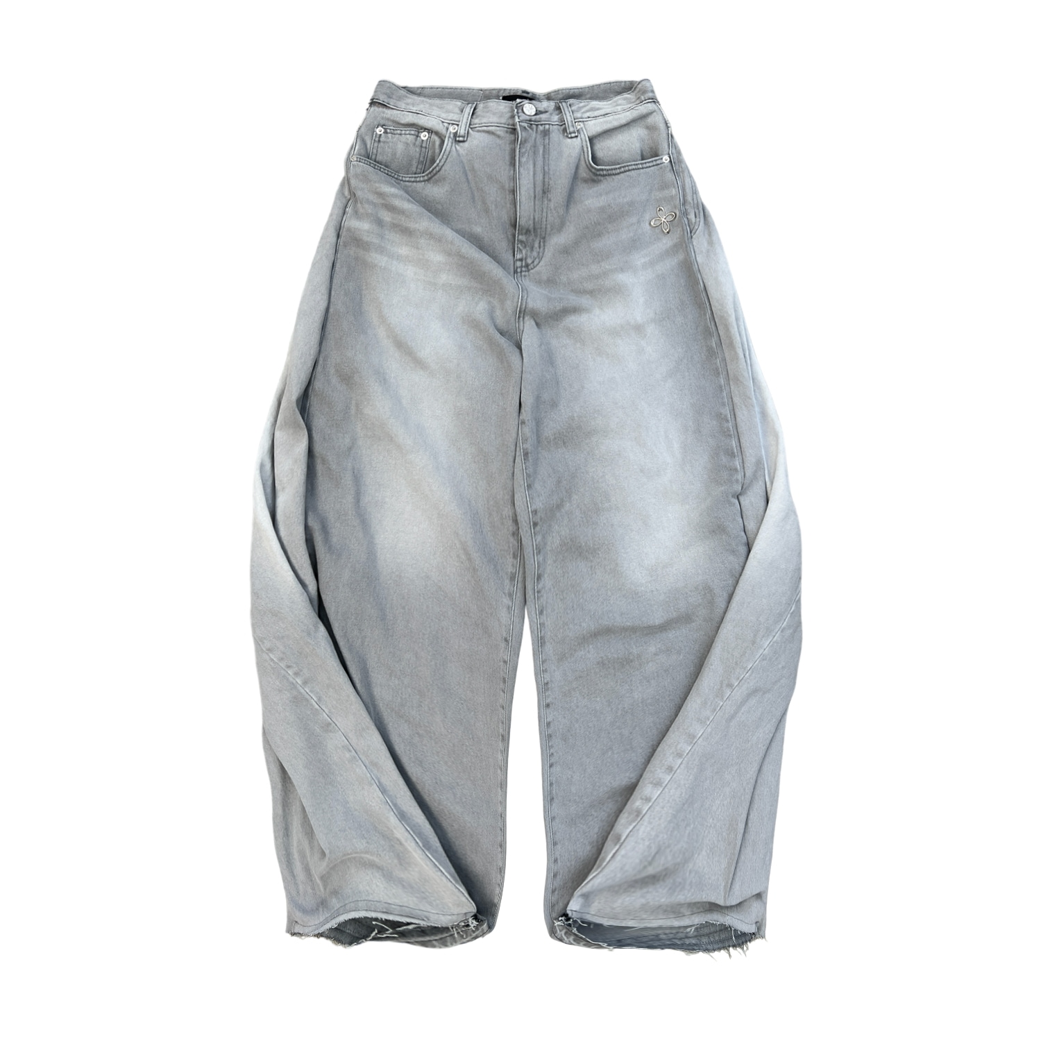 【SURGERY】 SURGERY DOUBLE FOLDING OVER WIDE BAGGY JEANS : GREY DENIM