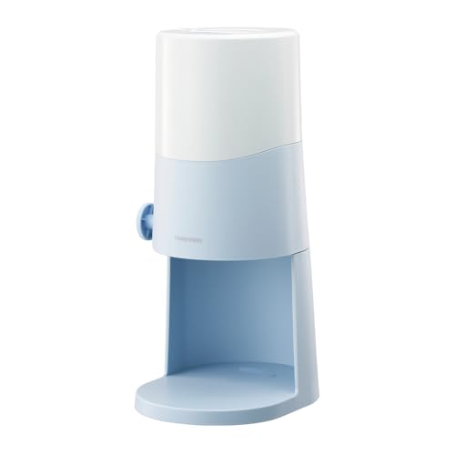 【2025年モデル コンパクト収納】 ドウシシャ かき氷器 電動 ふわふわ とろ雪 刃の高さ調節機能付 製氷カップ2個付（Mサイズ） レシピ付 ブルー